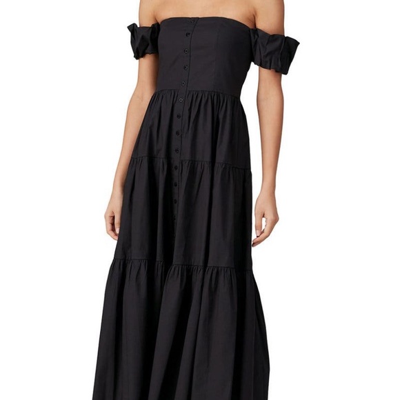 staud ivory and dark oak micro stripe cafu dress STAUD Cafu Micro Stripe Dress In Ivory/dark Oak